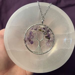 Amethyst Silver Tree Of Life Necklace